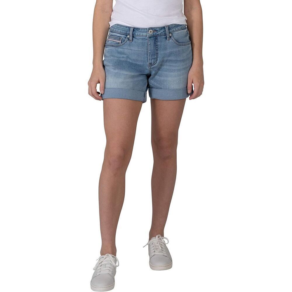 JAG Alex Mid Rise stretch Rolled Hem Boyfriend Shorts 8/29 light denim women’s